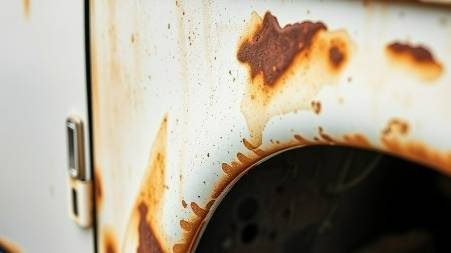 Expert rust repair on a white framed vehicle for lasting durability.